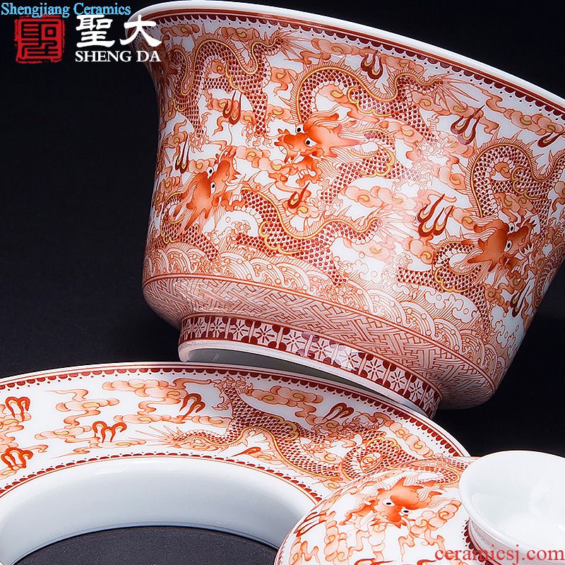 Santa jingdezhen all handmade ceramic sample tea cup hand-painted pastel pine crane master cup kung fu tea tea cup