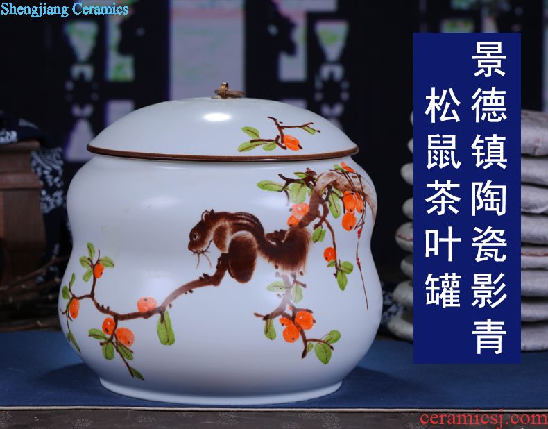 Jingdezhen ceramic hand-painted caddy large puer tea pot box general household handmade quality restoring ancient ways