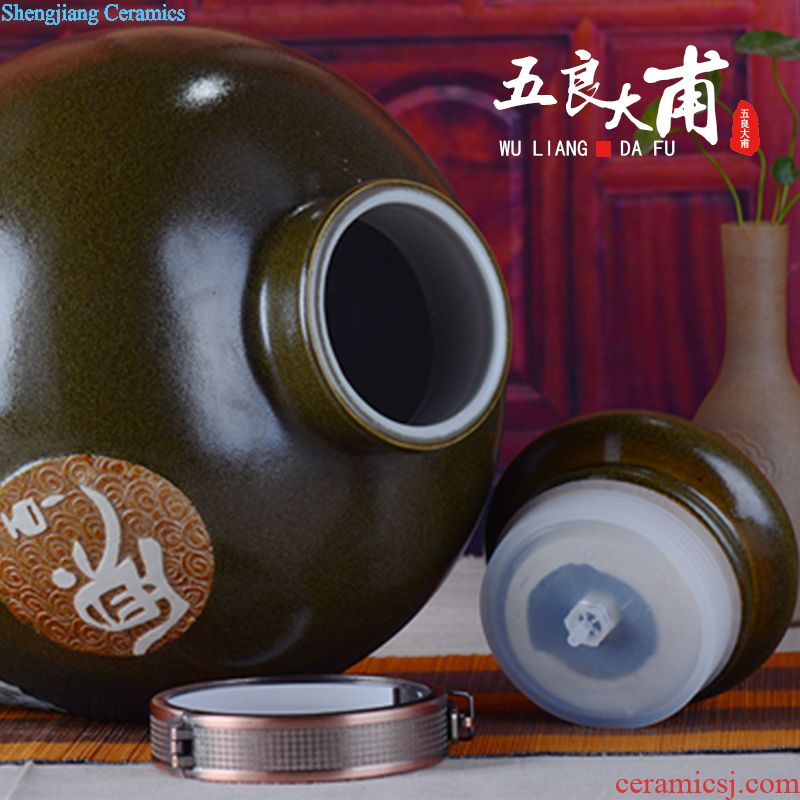 Jingdezhen ceramic jars 10 jins 20 jins 30 jins bubble jars bottle jars with leading wine jar it hip flask