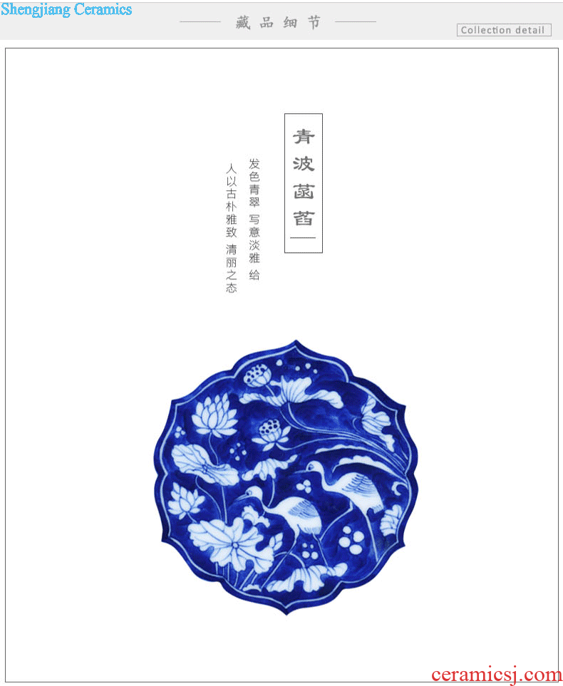 JingJun Hand-sketching jingdezhen blue and white porcelain pot bearing Dry foam plate tea tray A pot of mat The tea table with porcelain tea