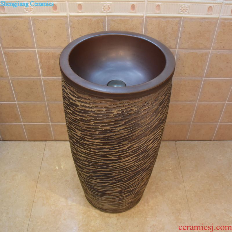 JingYuXuan jingdezhen ceramic basin sinks art basin conjoined one column column basin imitation wood grain