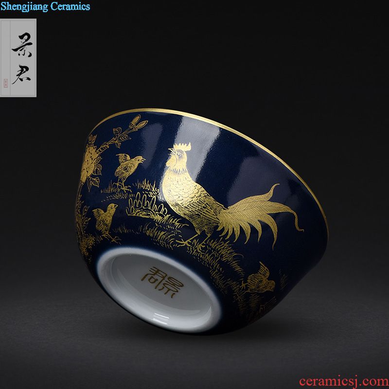 JingJun Jingdezhen ceramic hand-painted ji blue paint all hand sample tea cup Kung fu tea cups masters cup