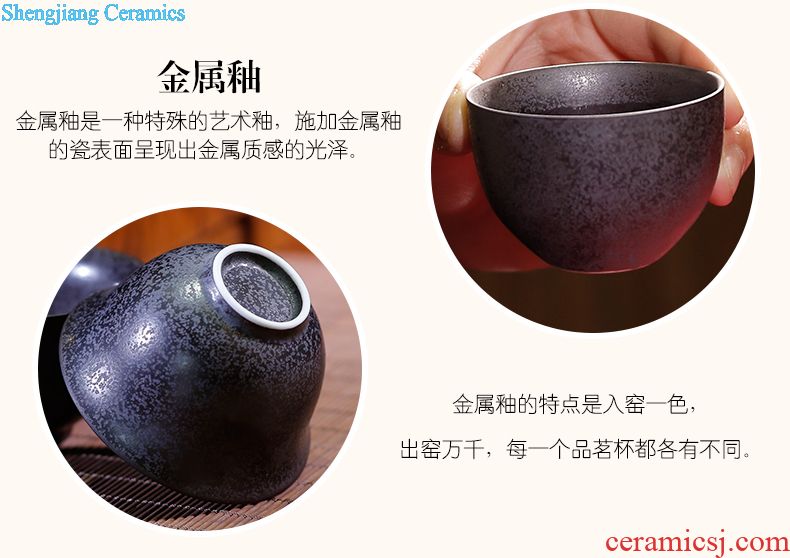 Three frequently metal glaze sample tea cup Jingdezhen ceramic kung fu tea set personal single cup size hand master cup