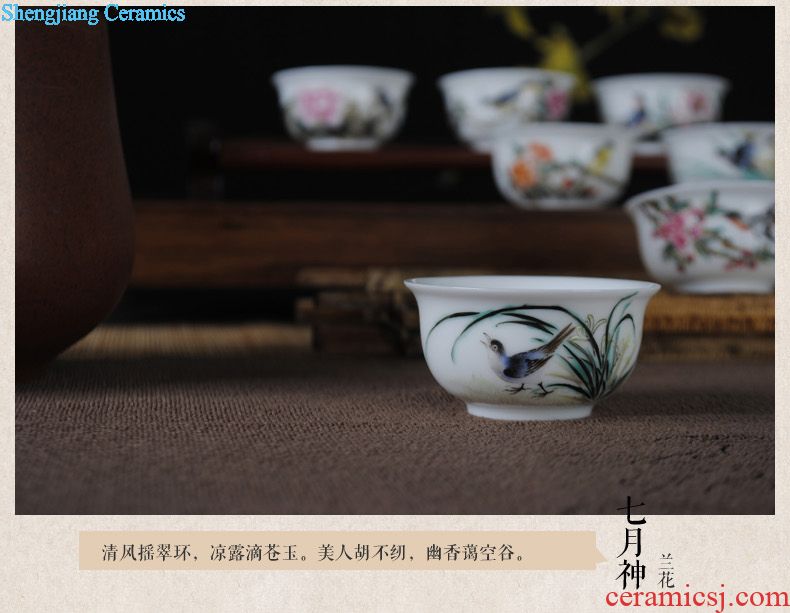 Owl jingdezhen kiln XY - CJ284C hand-painted ceramic famille rose tea tureen antique porcelain cups