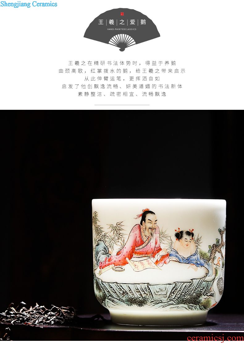 Owl kiln Jingdezhen high-grade hand-painted figure pastel kung fu tea set ceramic tea pot Delicate small seal pot