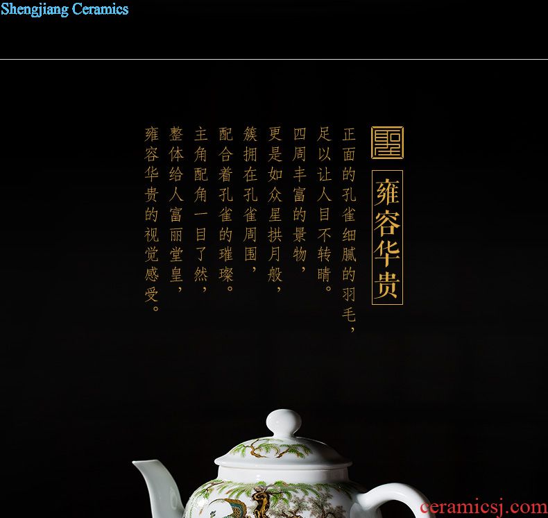 Holy big teapot hand-painted ceramic kung fu finches poetic spherical filtering teapot manual jingdezhen blue and white spirit tea sets