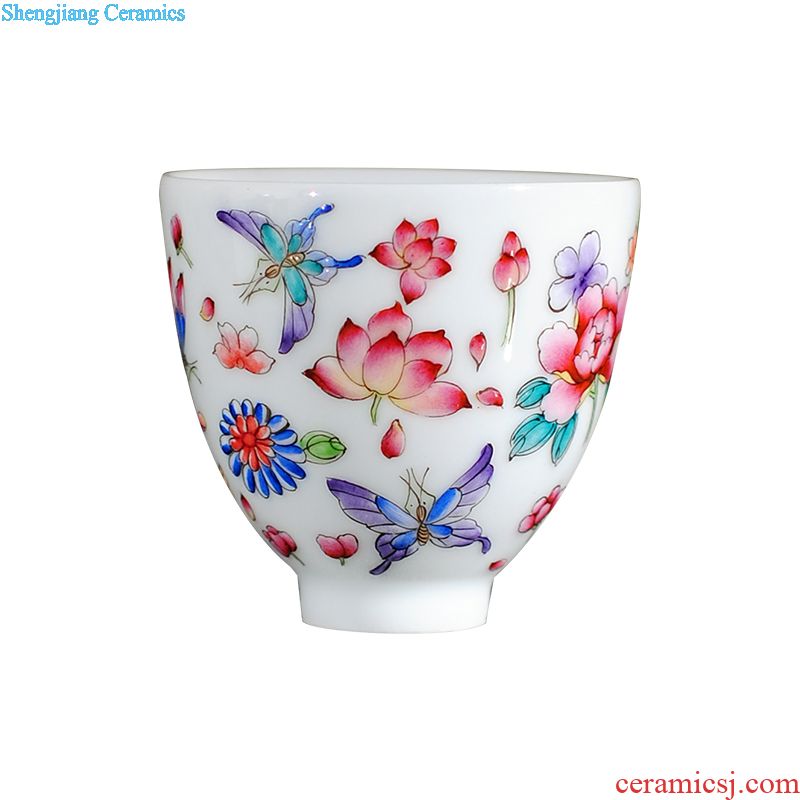 Jingdezhen hand-painted powder enamel kung fu tea black tea ceramic filter single pot of tea antique teapot by hand