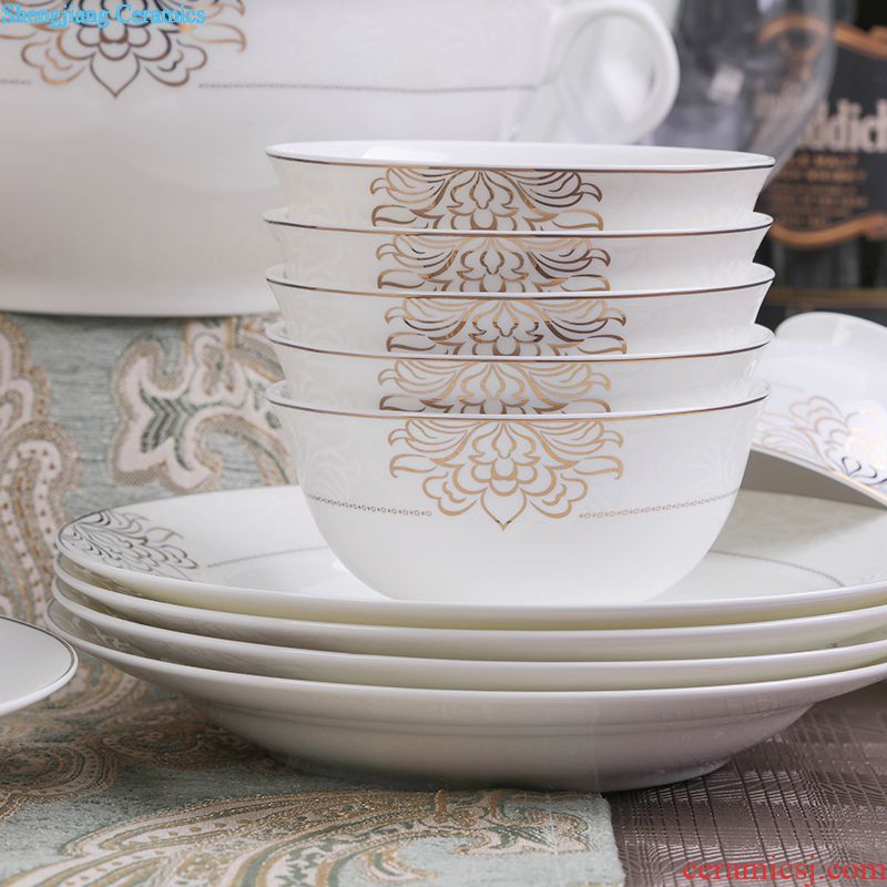 Dishes suit home dishes jingdezhen ceramic tableware Korean dishes with Chinese style set bowl plate combination bowl of gifts