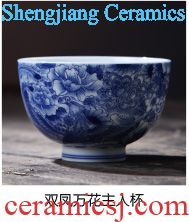 The big three to make tea tureen kung fu teacups hand-painted scenery of blue and white porcelain ceramic bowl full manual of jingdezhen tea service