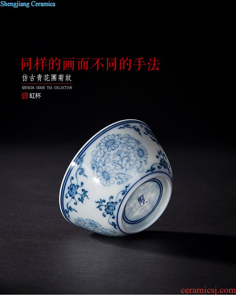St the ceramic kung fu tea master cup hand-painted jingdezhen blue and white gourd landscape all hand sample tea cup tea sets