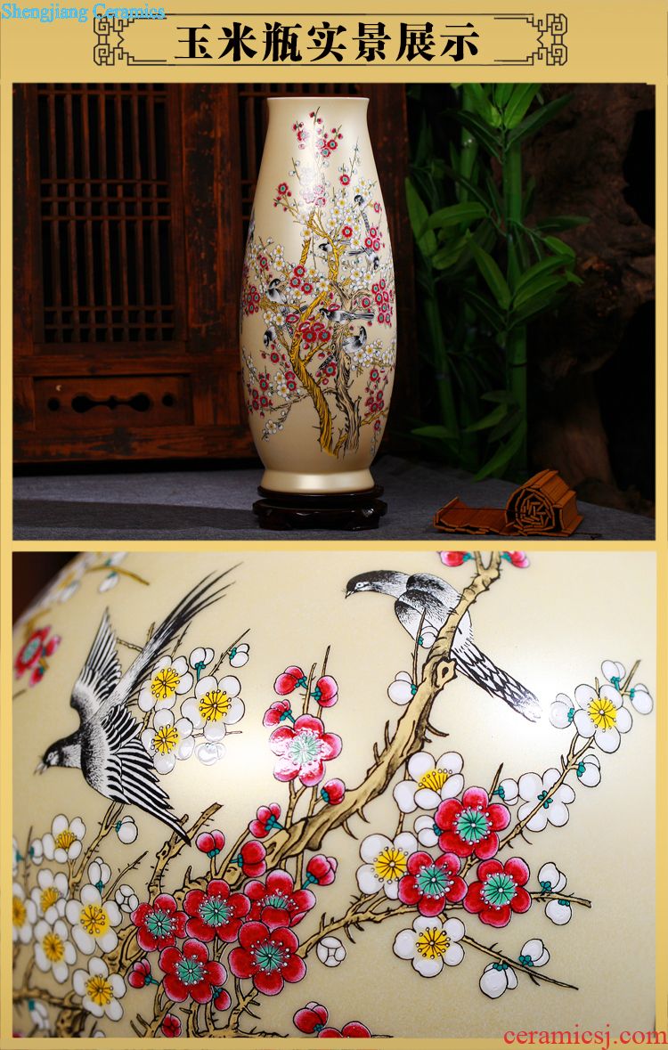 Jingdezhen ceramics three-piece enamel vase sitting room decoration plate wedding gifts home furnishing articles