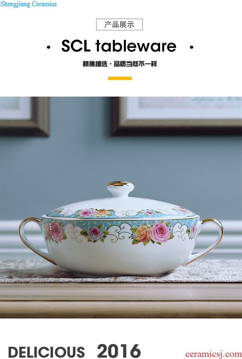 Far industry - jingdezhen high-grade hand-painted tea set Ceramic kung fu of a complete set of tea sets Put the pot of green lotus leaf side