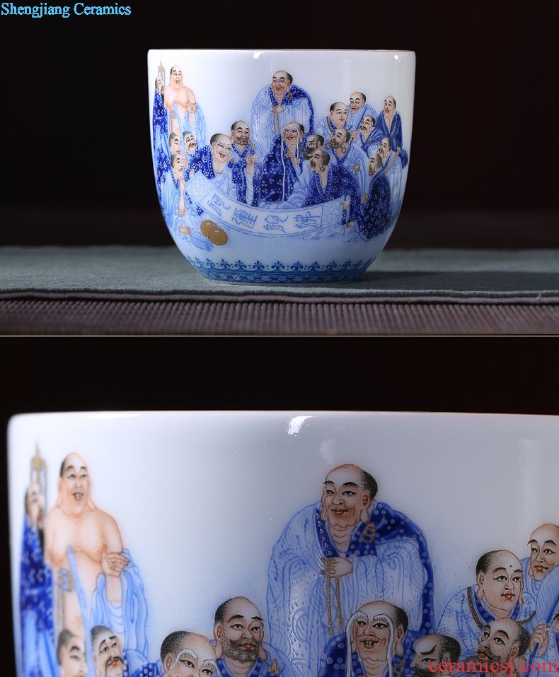 Santa teacups hand-painted ceramic kung fu new color landscape four scene - cup master cup sample tea cup set of jingdezhen tea service