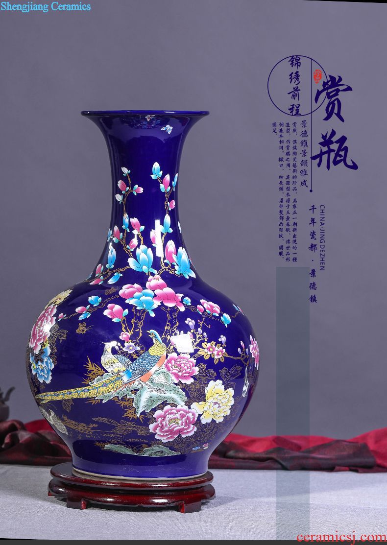 Jingdezhen ceramics flower vase creative flower implement the sitting room of Chinese style household soft adornment furnishing articles northern Europe