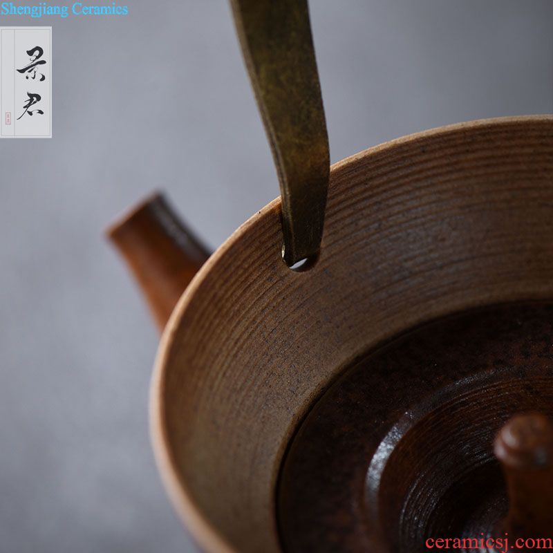 JingJun jingdezhen manual variable glaze thick clay tureen only three bowl of kung fu tea cups coarse pottery tureen tea cups