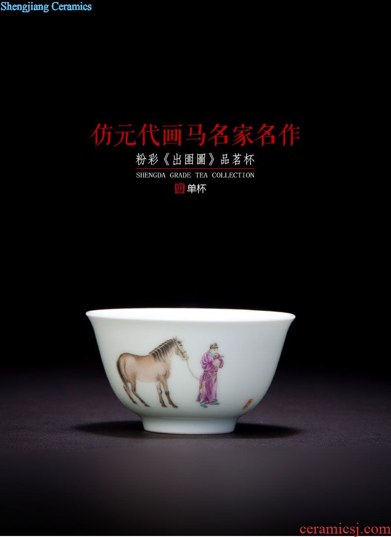 Holy big ceramic sample tea cup free hand-painted porcelain figure master weng travel cup one cup of jingdezhen kung fu tea set