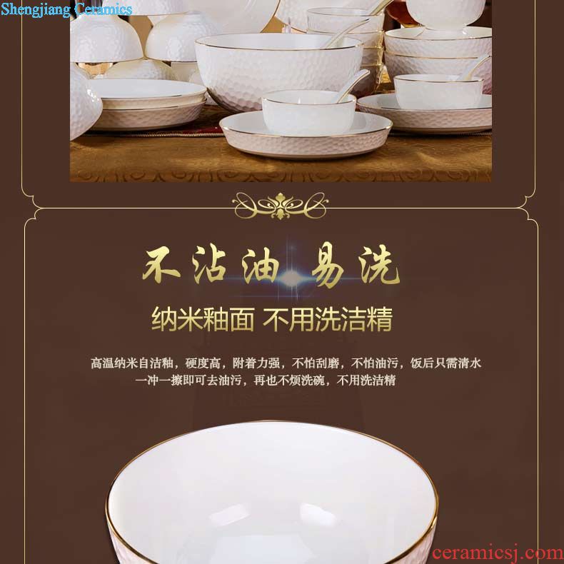 Complete set of dishes suit new Chinese style household ceramics bone porcelain tableware suit new tableware box household gifts