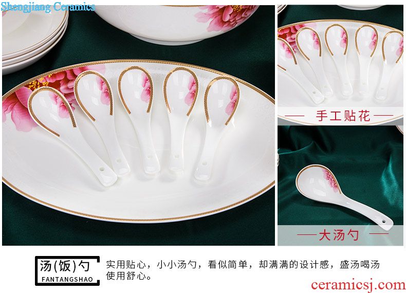 Jingdezhen contracted style ceramic tableware suit Korean Chinese bone bowls plates and pure and fresh household combined set of dishes