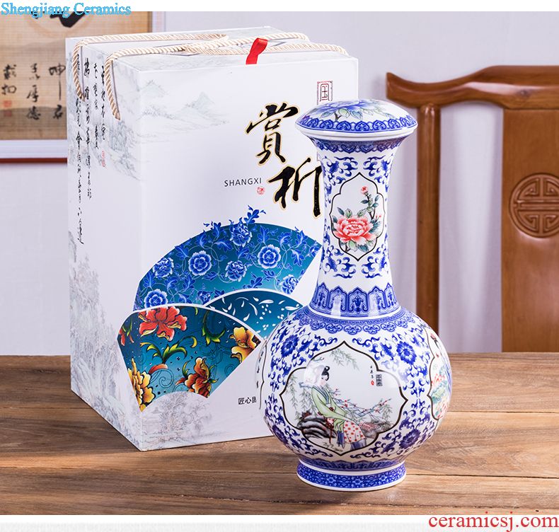 Jingdezhen ceramic bottles 1 catty 2 jins of 3 kg 5 jins of 10 jins of household adornment hip archaize creative sealed jars