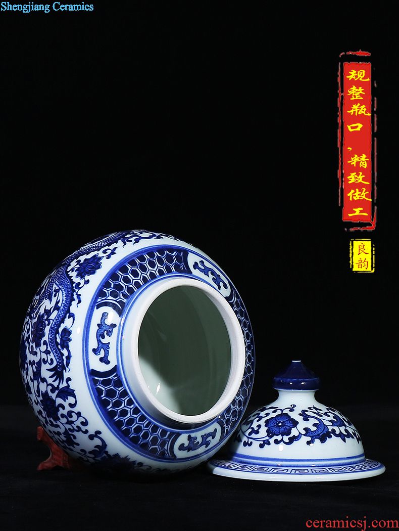 Shadow celadon jingdezhen ceramics powder enamel creative caddy seal storage candy jar handicraft furnishing articles