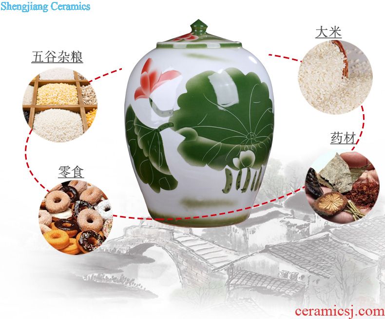 Jingdezhen ceramic jar household 70 jins of large tank water storage tank with liquor hip hotel