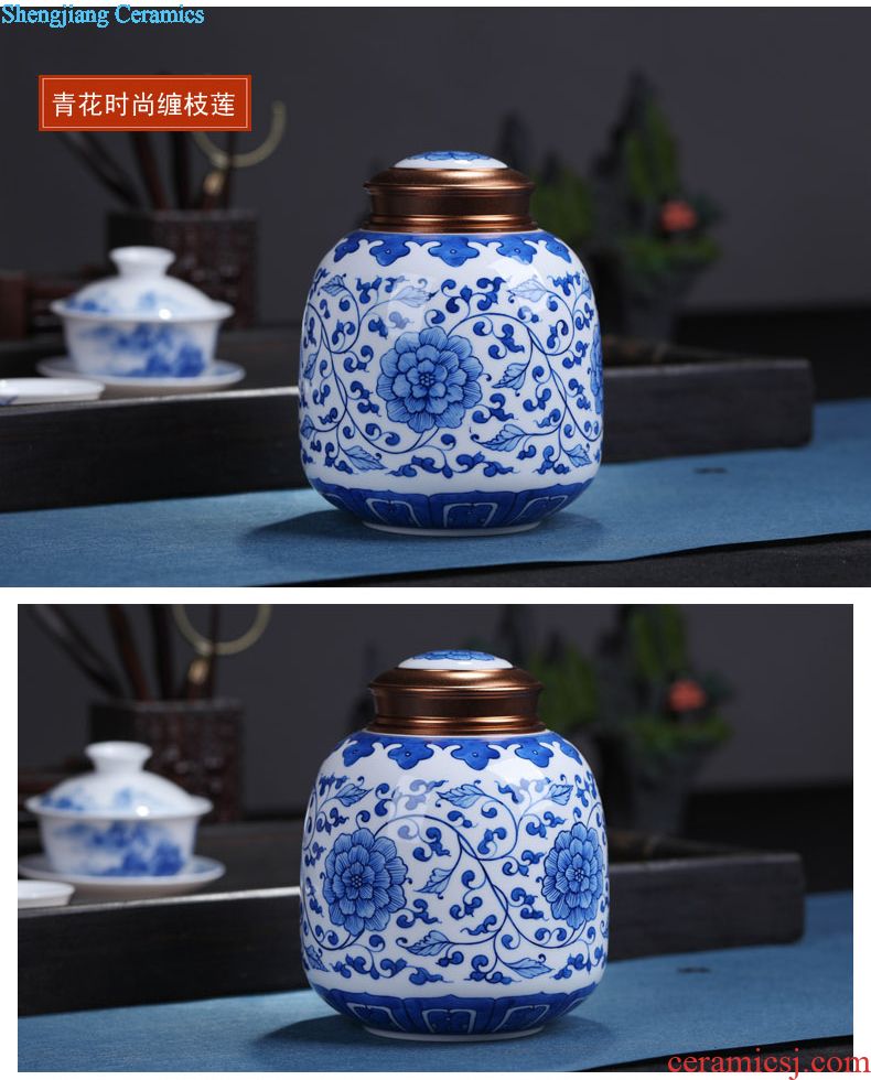 Jingdezhen ceramic tea cake tea gift box packaging household tea pot seal pot storage tank