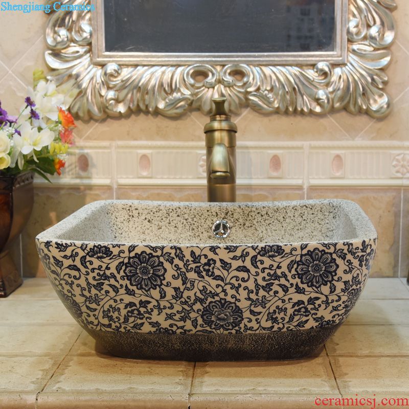 Jingdezhen ceramic lavatory basin basin art on elliptic variable blue glaze jump cut basin sink