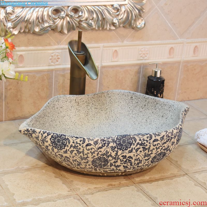 Jingdezhen ceramic lavatory basin stage basin art square JingYuXuan in carving style of the sink