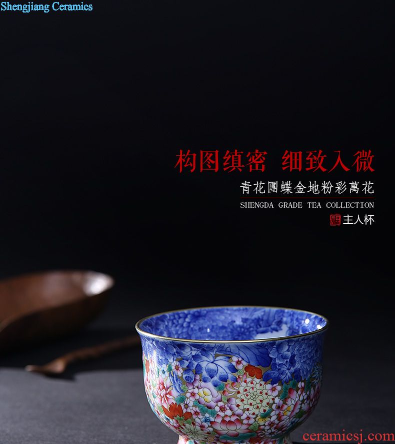 Master sample tea cup cup of jingdezhen blue and white color bucket archaize ceramic hand-painted chicken cylinder cup all hand kung fu tea cups
