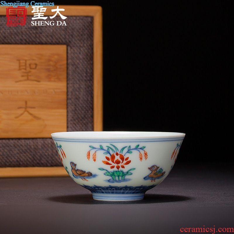 Holy big ceramic kung fu masters cup hand-painted porcelain cups flower in delight sample tea cup all hand of jingdezhen tea service