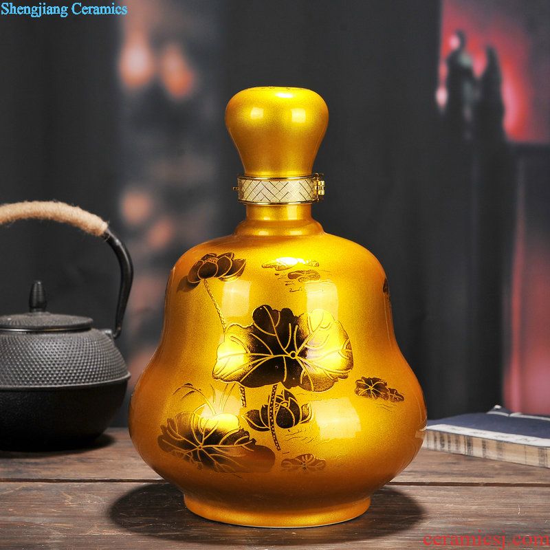 Jingdezhen ceramic jars 5 kg/20 jins possession of seal carving bottle home it antique wine hip flask