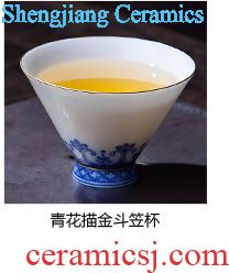 Santa hand-painted ceramic fair mug pastel lotus Jingdezhen kung fu tea set celadon tea and a cup of tea ware