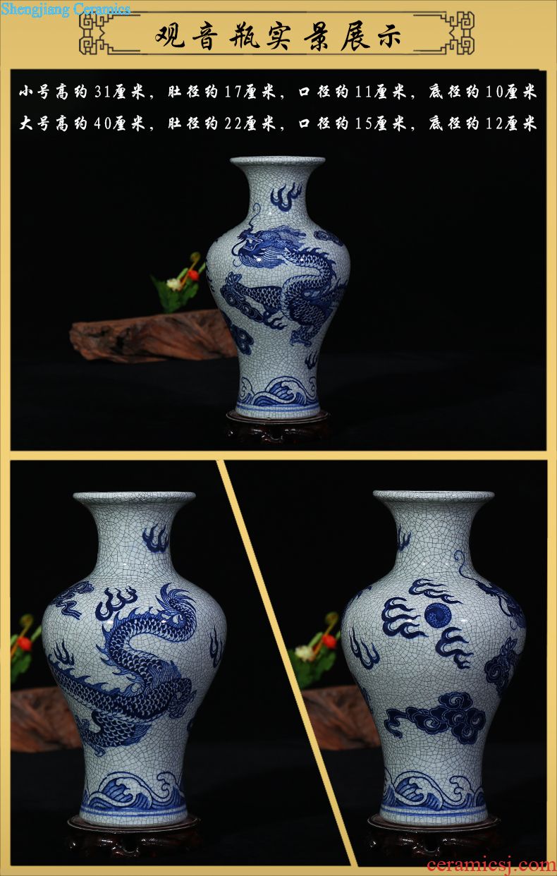 Imitation of jingdezhen ceramics kiln on vase classical modern home sitting room adornment handicraft furnishing articles large