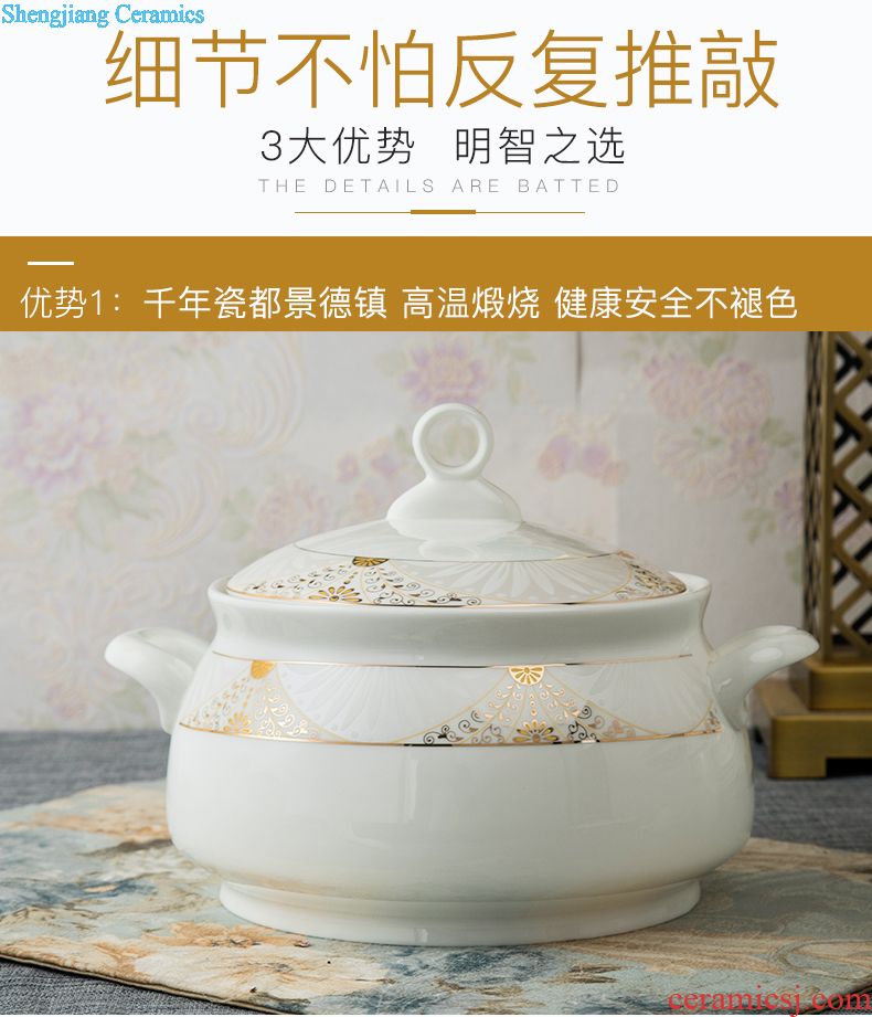 Dishes in the jingdezhen glaze temperature bone porcelain tableware bowl dish dish bowl household bone porcelain plate suit Chinese style