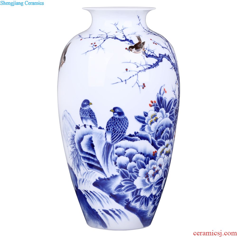 Jingdezhen ceramics vases, antique blue and white porcelain dragon bottle of new Chinese style household living room decoration