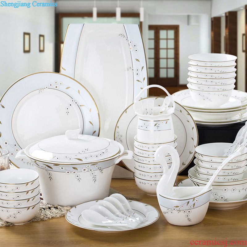 Jingdezhen ceramic tableware dishes suit European household 6 people get married for four sets of bowl housewarming gift ikea bowl