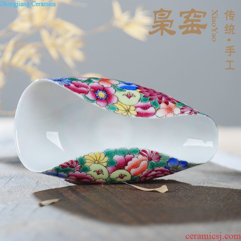 Owl kiln Jingdezhen hand-painted famille rose tea set tea small ceramic tea pot seal pot Kung fu tea set