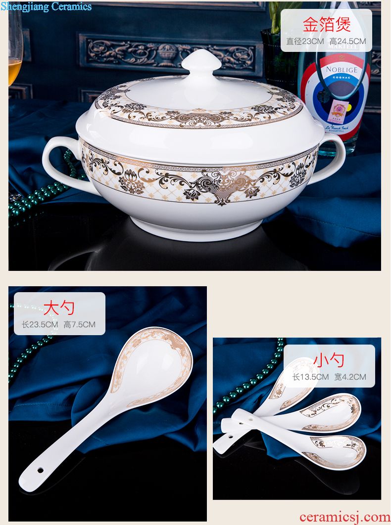 The dishes suit household of Chinese style dishes jingdezhen classical colored enamel tableware dishes business housewarming wedding gifts