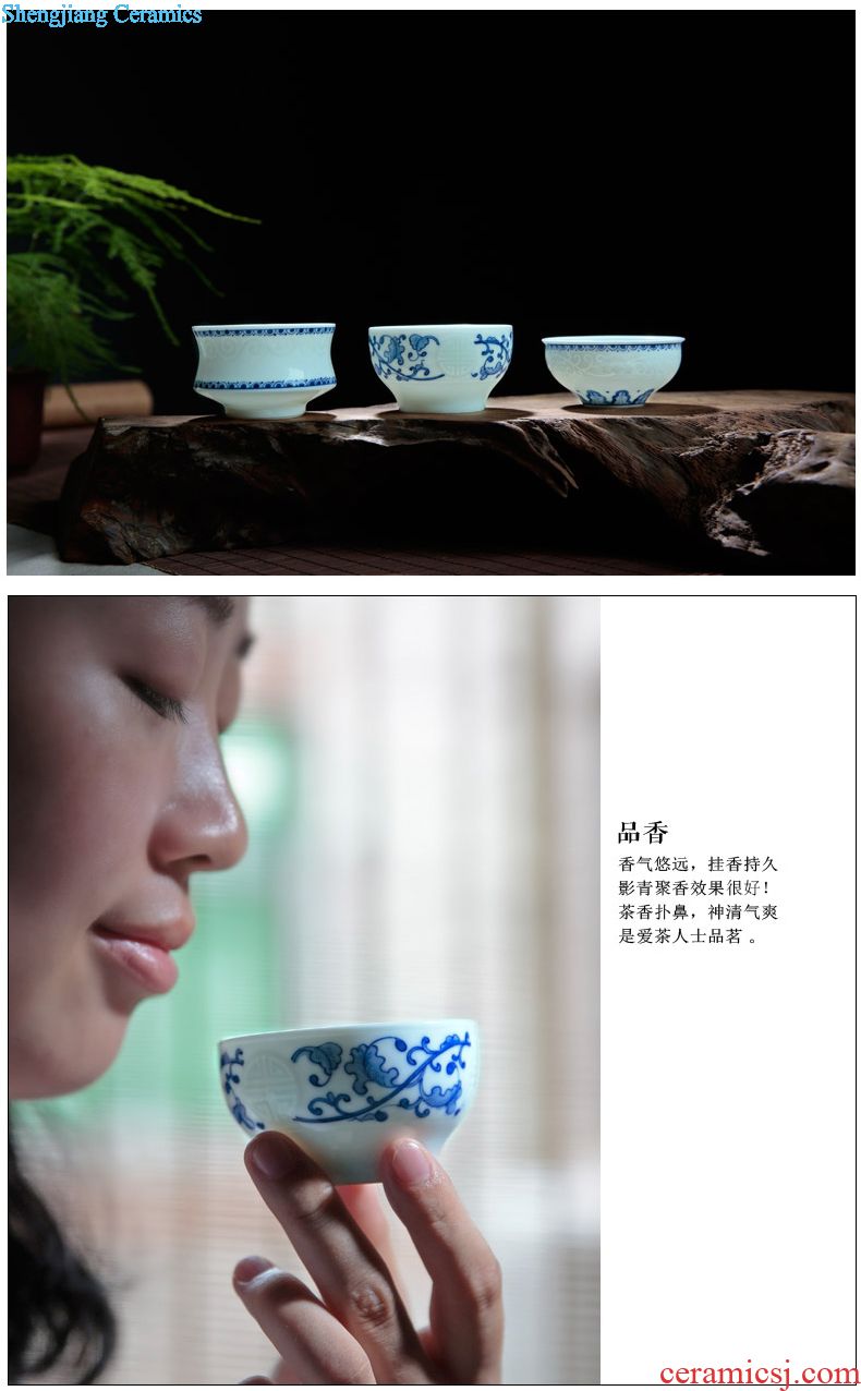 The three frequently kung fu tea cups ceramic sample tea cup pu-erh tea cup draw shadow charm of master cup by hand
