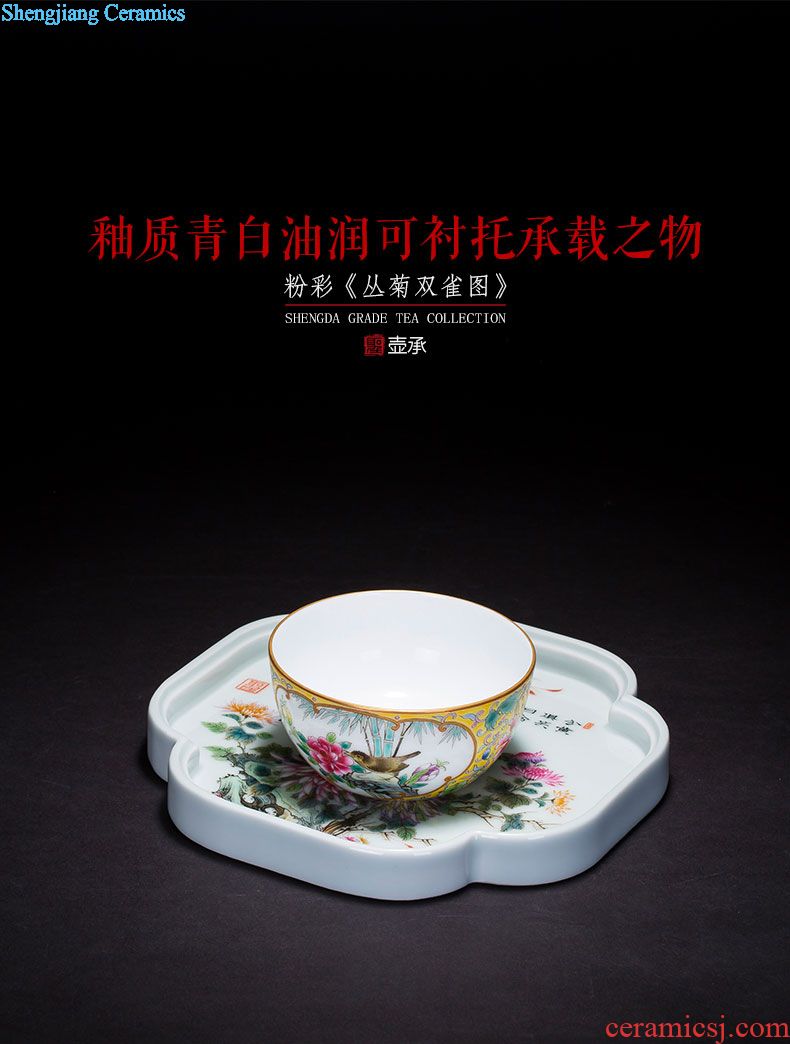 A clearance rule Ceramic tea pot enamel colors lotus flower ruyi bats grain tea POTS storehouse of jingdezhen tea service