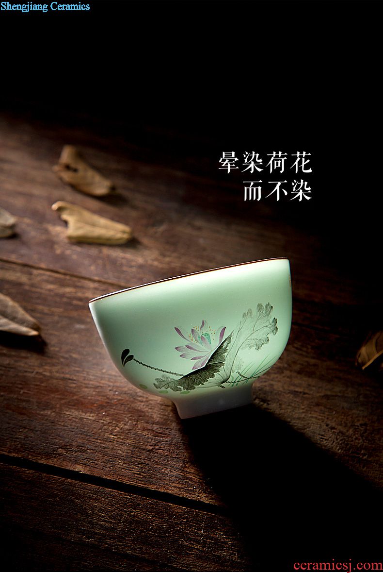 A clearance rule Ceramic kung fu tea colored enamel flower medallion around branches of flowers and birds teapot of jingdezhen tea service