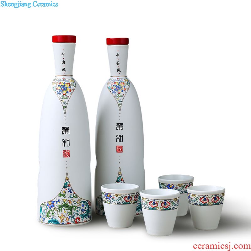 Jingdezhen ceramic bottle 1 3 5 to 10 jins decorative empty jar liquor POTS archaize seal with custom