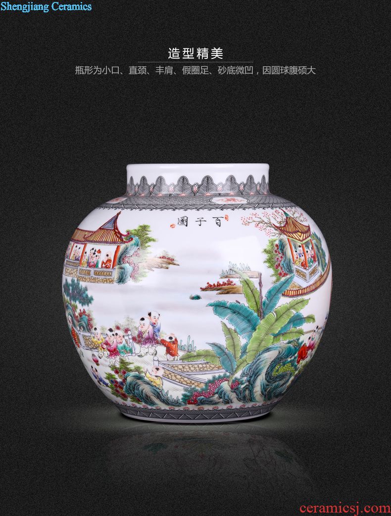 Jingdezhen ceramic a thriving business floor vase furnishing articles new Chinese style living room home decoration flower porcelain