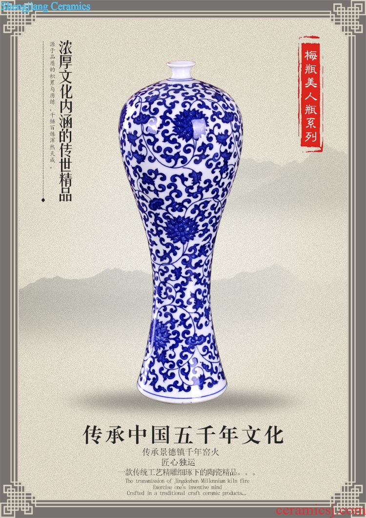 Hand-painted porcelain of jingdezhen ceramics bound branch lotus contemporary household contracted sitting room adornment handicraft furnishing articles vase