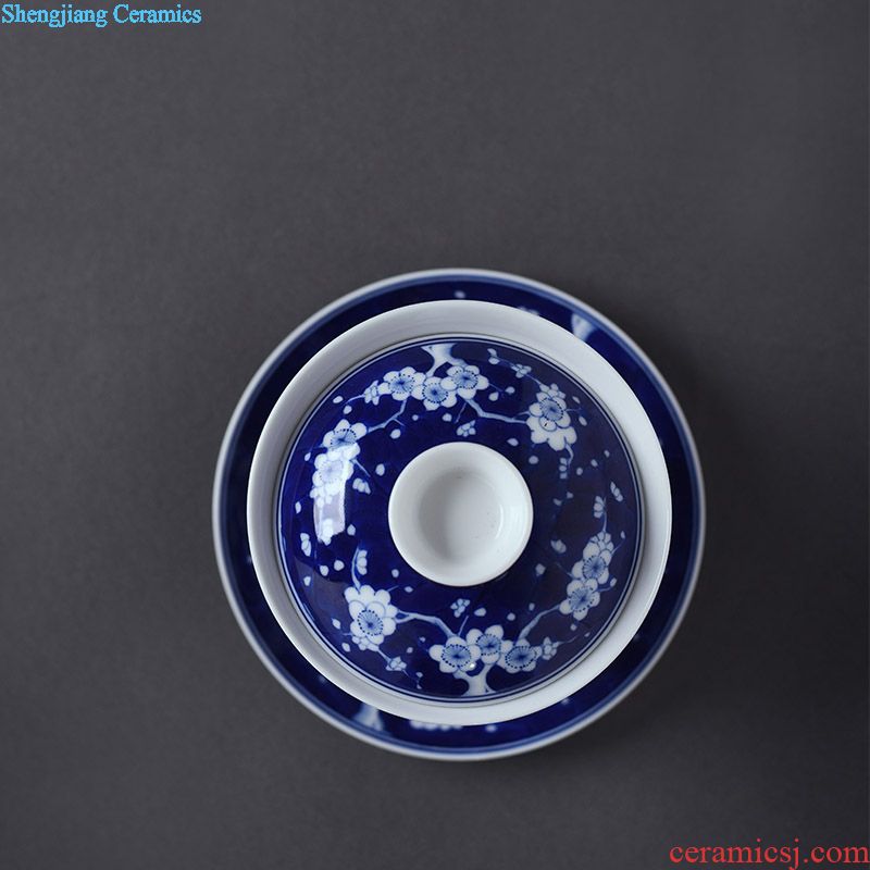 Kung fu tea colored enamel JingJun jingdezhen ceramics three bowl of hand-painted tureen manually make tea bowl cups