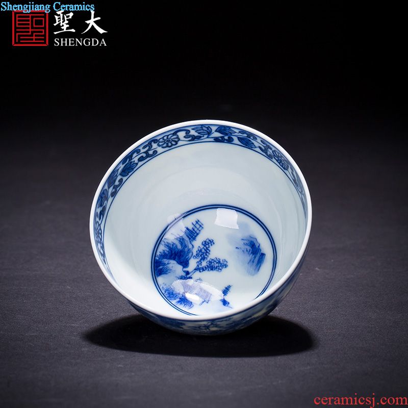 Holy big three to tureen teacups hand-painted ceramic antique blue and white lotus flower, sweet tea and bowl of jingdezhen tea service