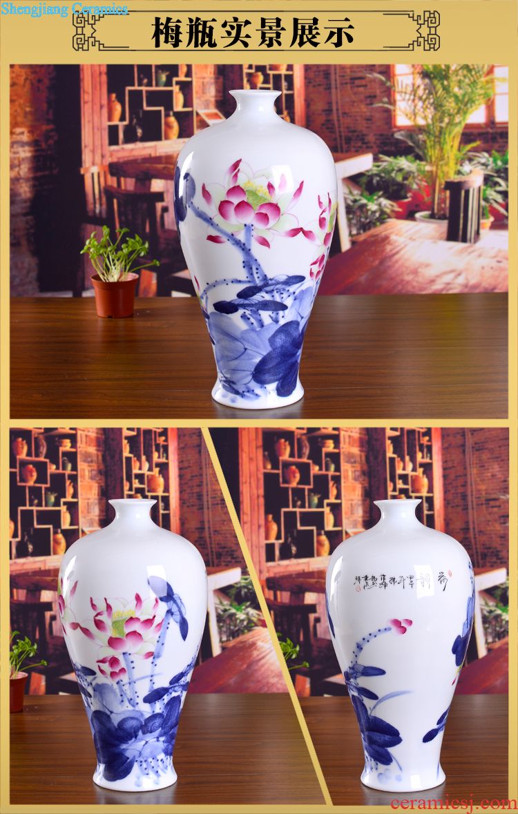 Jingdezhen ceramic vase ji blue glaze painting of flowers and modern home sitting room hotel company contracted classic Chinese style furnishing articles