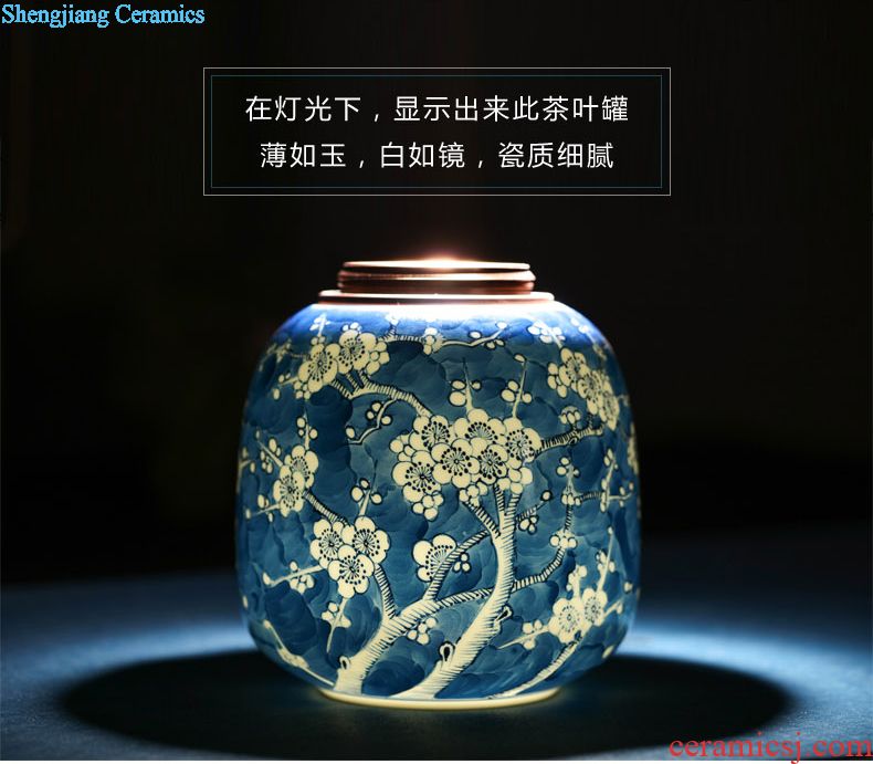 Jingdezhen ceramic tea cake tea gift box packaging household tea pot seal pot storage tank