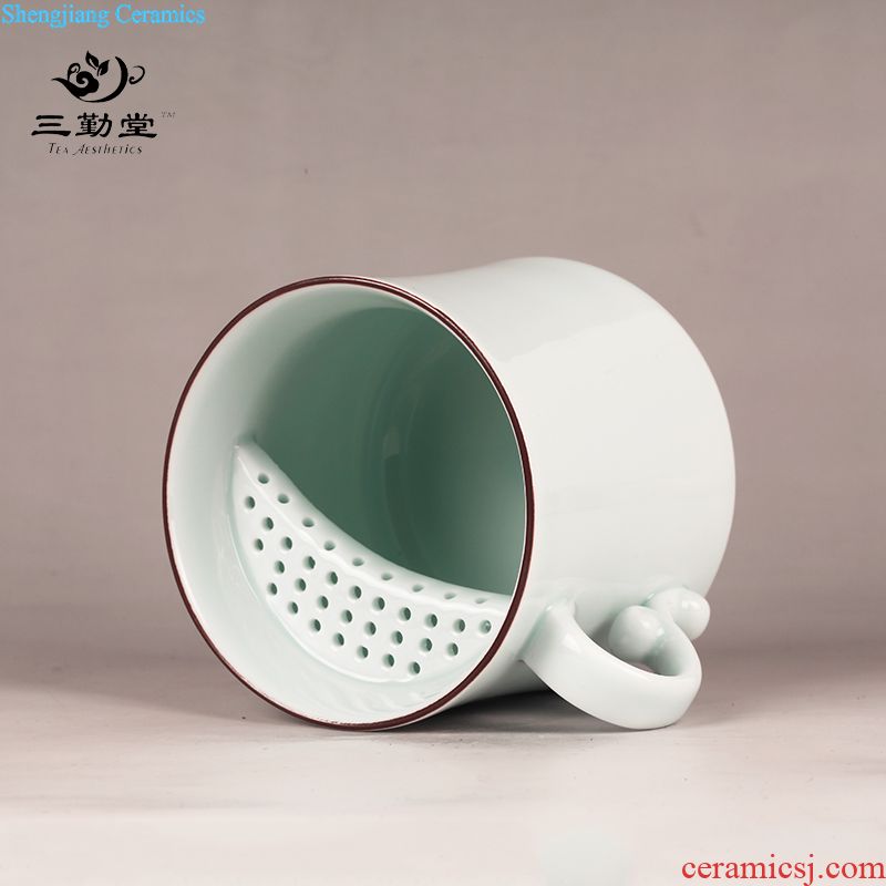 The three frequently tureen tea ware jingdezhen ceramic cups hand-painted pastel celadon S12014 matte white only three cup