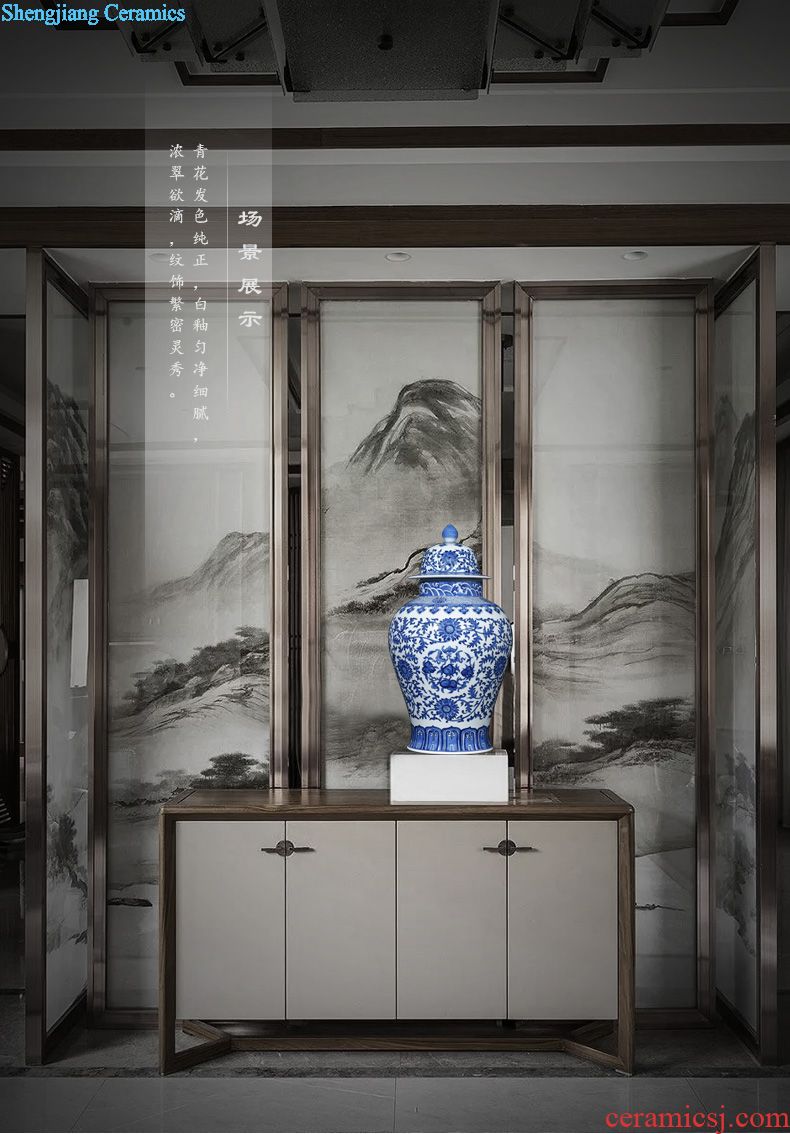 Hand-painted JingJun jingdezhen ceramics crafts are blue and white porcelain vases, flower arrangement sitting room of Chinese style household decorations